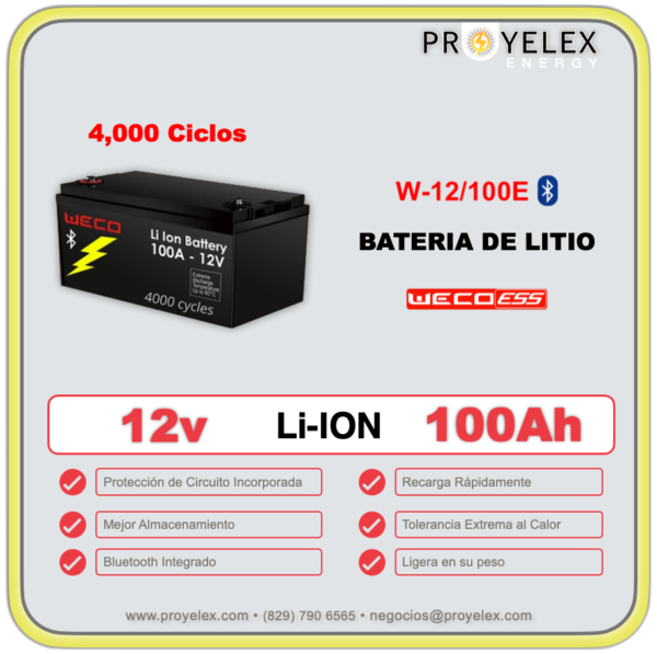 Bateria Weco 12v 100ah Litio
